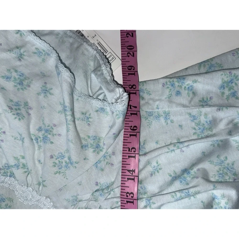 Miss Elaine Nightgown Robe Set 2Pc Floral Lace Cottage Flutter Sleeve Knit Zip M - Picture 13 of 13